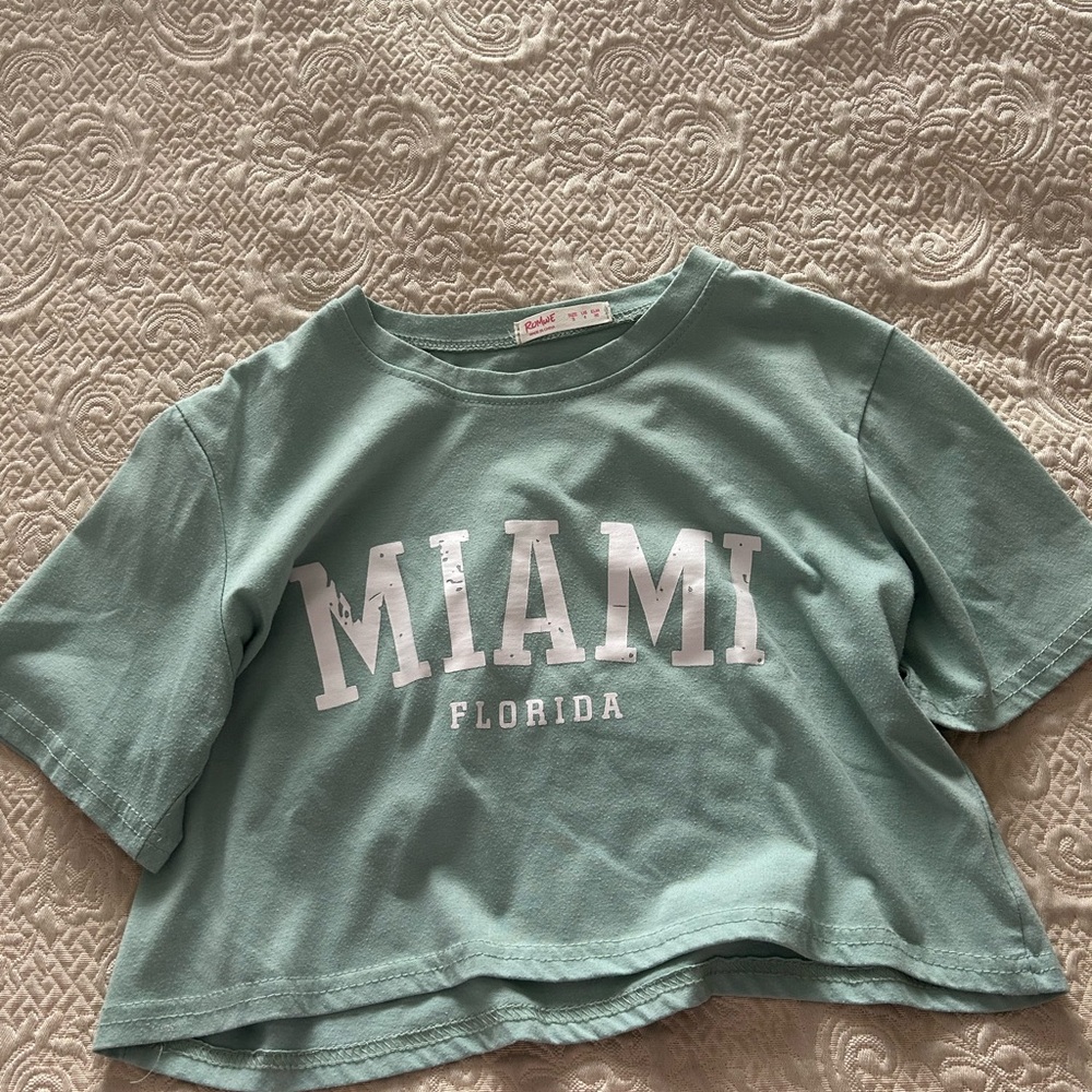 ROMWE Green Miami Short Sleeve Tee